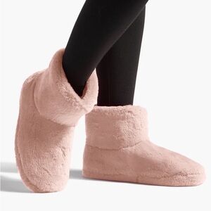 Pink Fuzzy Slip-On Booties